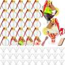 Baderke 25 Pcs 100ml Christmas Clear Fillable Drink Ornaments with 25 Pcs 4.6 oz Plastic Shrimp Cups Xmas Tree Balls Clear Spherical Bottles Hanging Pendant for Crafts Home Party Decor