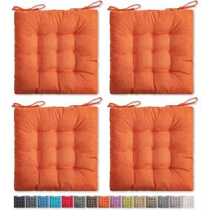 SQUARE MOON 4 Pack Chair Cushions, Seat Cushions, Chair Pads, Chair Mat for Indoor, Outdoor Dining Chair, Kitchen Chairs, Dining Room Chairs (16" × 16" × 4 Pack, Orange)