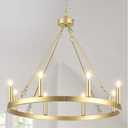 ZemSum 23.6” Brushed Gold Chandelier Light Fixture, Wagon Wheel Chandelier 8 Light Modern Chandeliers for Dining Room Living Room Kitchen Entryway, Foyer Chandeliers for High Ceilings