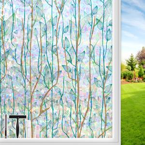 Kromapolis Window Film Window Privacy Film 3D Stained Glass Window Sticker Static Cling Sun Blocking UV Protection for Glass Door Heat Control, Non-Adhesive (23.6 x 78.7 inch)