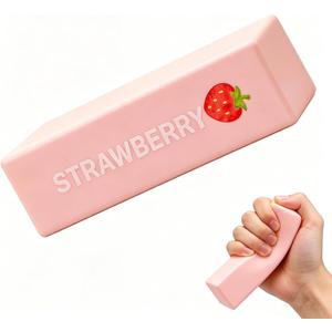 Butter Squishy, Butter Slow Rising Squishy, Butter Stick Squeeze Balls for Stress Relief, Soft Pressure Sensory for Adults, Squeeze Toys (1Pc, Strawberry Stick)