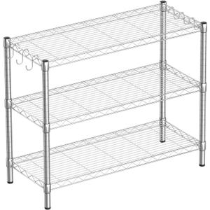 Guan River 3-Shelf Adjustable Metal Shelf Wire Shelving Storage Rack for Office,Kitchen,Bedroom,Bathroom,Laundry,Pantry Basement,Garage(Chrome,36" L x 14" W x 30" H)