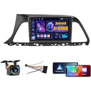 4+64GB Android 15 Car Stereo for Hyundai Sonata 2015-2017 Wireless Carplay Android Auto 9" Touch Screen Car Radio Dash Kit with GPS WiFi Bluetooth SWC DSP EQ Mirror Link Backup Camera