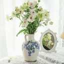 Vintage 12 Flower Vase with Handle Retro Ice Crackle Waterproof Chinoiserie Ceramic Pitcher Blue and White Vase for Home Decor