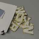 Self-Adhesive Chenille Letters Patches, 52PCS White Letter Stickers on Patches Varsity Letter Patches for Clothing Jackets Backpacks Hats Repair Alphabet Embroidered Applique