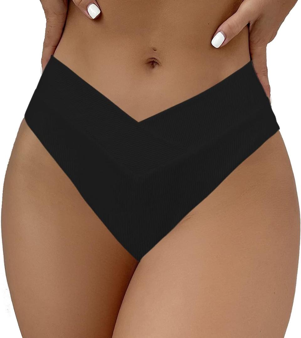 SherryDC Women's V Cut High Waisted Bikini Bottom High Leg Cut Swimsuit Bathing Suit Bottoms (XX-Large, Black)
