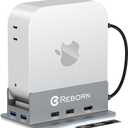 Reborn Mac mini M4 Dock & Stand with NVMe SSD Enclosure, Mac Mini M4 Hub with 4K60Hz HDMI, 4K60Hz DP, 5G USB A*2, USB A 2.0*2, TF/SD Card Reader 9-in-1 USB Hub for Mac mini M4,Mac mini M4 Pro - Silver