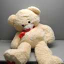 Tezituor Giant Teddy Bear Stuffed Animal 4ft - Big Teddy Bear with Love Red Heart - Large Stuffed Bear Plush Toys for Kid Christmas Birthday - Valentines Bear Gift for Girlfriend, Cream