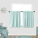 KOUFALL Mint Green Curtains for Kitchen Window,Light Blocking Blackout Bathroom Valances for Windows,24 Inch Length,Aqua