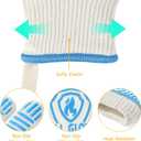 QUWIN BBQ Gloves, Oven Gloves 1472 Extreme Heat Resistant, Grilling Gloves Silicone Non-Slip Oven Mitts, Kitchen Gloves for BBQ, Grilling, Cooking, Baking-1 Pair (Blue, One Size(Long Cuff))