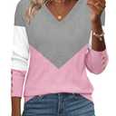 Zeagoo Women's Sweater Tops V Neck Fall Long Sleeve Tunic Button Summer Sweaters Blouse Lightweight Dressy Casual Shirt Trendy, Large