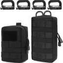 MUCHER 2 Pack Molle Pouches Tactical Pouches EDC Pouch Organizer Molle Bag Utility Pouch with 4 Carabiners for Outdoor Hiking Hunting Camping Training