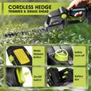Saker Cordless Hedge Trimmer-20V Electric Shrub Trimmer Grass Shears Handheld Grass Cutter, Hedge Shear with 2 PCS Rechargeable Battery and Charger for Garden, Lawn