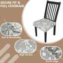 Stretch Dining Chair Seat Covers Set of 4,Dining Chair Slipcovers, Floral Printed Chair Covers,Soft Fabric Washable Upholstered Chair Seat Protector, No Rear Covers for Home Kitchen Dining Room