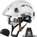 GREEN DEVIL Safety Hard Hat with Tinted & Clear Visor Vented Construction Helmet Cascos de Construccion ABS Work hardhats for Men (White with Smoke built-in visor and Clear outside Visor)