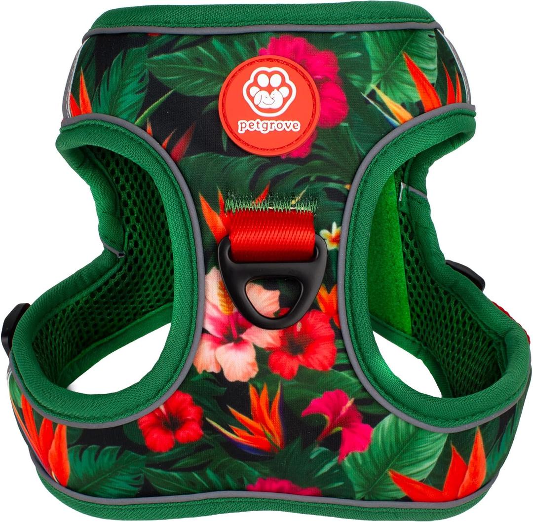 Step in Extra Small Dog Harness and Puppy Harness No Pull No Choke Mesh Vest with Front & Back Clips for XS Small Breed Dogs (Tropical Paradise, XS)