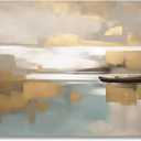 Beige Abstract Wall Art Living Room Wall Decor Canvas Painting Framed Modern Abstract Artwork Print Neutral Wall Art Bedroom Decor Picture Artwork for Office