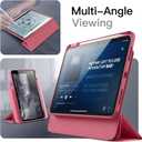 JETech Magnetic Detachable Case for iPad (A16) 11th/10th Generation (2025/2022) with Pencil Holder, Removable Rotating Clear Cover, Portrait/Landscape Stand with Raised Screen View (Pink)