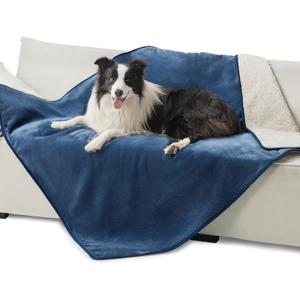 Bedsure Waterproof Dog Blankets for Extra Large Dogs - XL Cat Blanket Washable for Couch Protection, Sherpa Fleece Puppy Blanket, Soft Plush Reversible Throw Furniture Protector, 50"x60", Blue