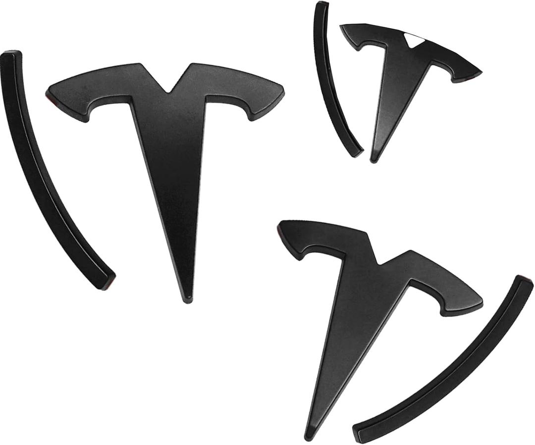 Emblem Accessories for Tesla Model 3 Logo Sticker 2017-2024 Model 3 Decals(3PCS) (3-Matte Black)
