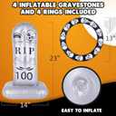 ArtCreativity Tombstone Ring Toss - Set of 4 - Gravestone Ring Toss Game with Weighted Bottoms - Doubles as Inflatable Halloween Decor