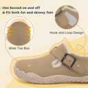 BARERUN Toddler Slippers Wide Waterproof House Shoes Fuzzy Suede Moccasin Slippers for Kids Barefoot Adjustable Indoor Outdoor Slip On Warm Winter Shoes (Beige)