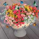 Artificial Flowers for Outdoor Decor, 16 Pack UV-Resistant Fake Colorful Silk Daisy Flowers, Perfect for Spring & Summer Decorating  Front Porch, Patio, Window Boxes, and Potted Plants (Mixed Color1(red,pink,yellow,blue,rose))