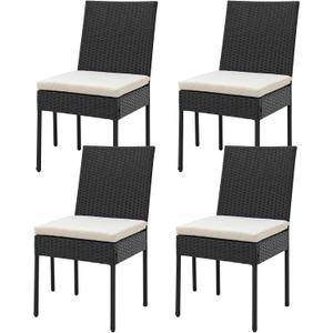 Tangkula Wicker Patio Dining Chairs Set of 4, Outdoor Rattan Cushioned Chairs with Metal Frame for Porch, Deck, Garden and Backyard, 400 LBS Capacity