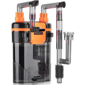 hygger External Hang-On-Back Canister Aquarium Filter,Quiet Fish Tank Filter with 3-Stage Filtration,Anti-Dry Burn Motor,Adjustable Flow,Oil Skimmer,Duckbill Nozzle,Shower Spray Bar (8W,40-60 Gal)