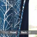 FMFUNCTEX 100% Blackout Curtains for Bedroom, Curtains 96 Inches Long Metallic Silver on Navy Blue Tree Branch Curtains for Living Room, Room Darkening Foil TreeThermal Insulated 2 Panels Grommet Top