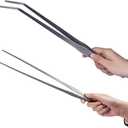 Extra Long Handle Aquarium Tweezers Serving Tongs Feed clamp,2 Pack Stainless Steel Straight and Curved Tweezers Set for Fish Tank Plants Reptile Feeding Tongs15 Inchs