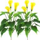 Beebel Artificial Flower 17 inches Calla Lily Silk Plant Fake Bonsai Flowers Greenery Plants for Indoor Outdoor Home Office Bedroom Table Centerpieces Party Decoration 2 Pack (Yellow, 2)