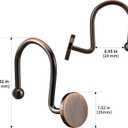 CHICTIE Bronze Shower Curtain Hooks, Oil Rubbed Rustproof Shower Curtain Rings for Bathroom, Metal Decorative Shower Hooks for Shower Curtain Rod, Set of 12 Shower Hangers Round Heavy Duty Design