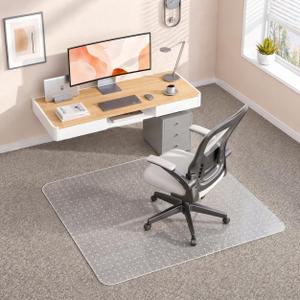 Office Chair Mat for Carpet, 45" x 53" Heavy Duty Clear PVC Large Floor Protector with Studded Backing, Non-Slip Plastic Mat for Office Chair, Desk & Rolling Computer Gaming Chair on Low Pile Carpet
