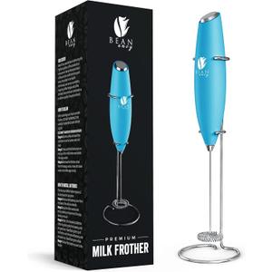 Bean Envy Milk Frother Handheld for Coffee - Electric Hand Blender, Mini Drink Mixer Whisk & Coffee Foamer Wand with Stand for Lattes, Cappuccino, Matcha and Hot Chocolate - Kitchen Gifts - Light Blue (Robins Egg Blue)