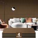 RITOLLO 4 Pack Wood Panels for Wall - 47.2"×23.6" Wood Slat Acoustic Panels for Wall, Soundproof Panels, 3D Fluted Panels for Interior Wall Decor (Walnut)