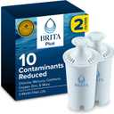 Brita Plus Water Filter, BPA-Free, High-Density Replacement Filter for Pitchers and Dispensers, Reduces 2x Contaminants*, Lasts Two Months or 40 Gallons, Includes 2 Filters