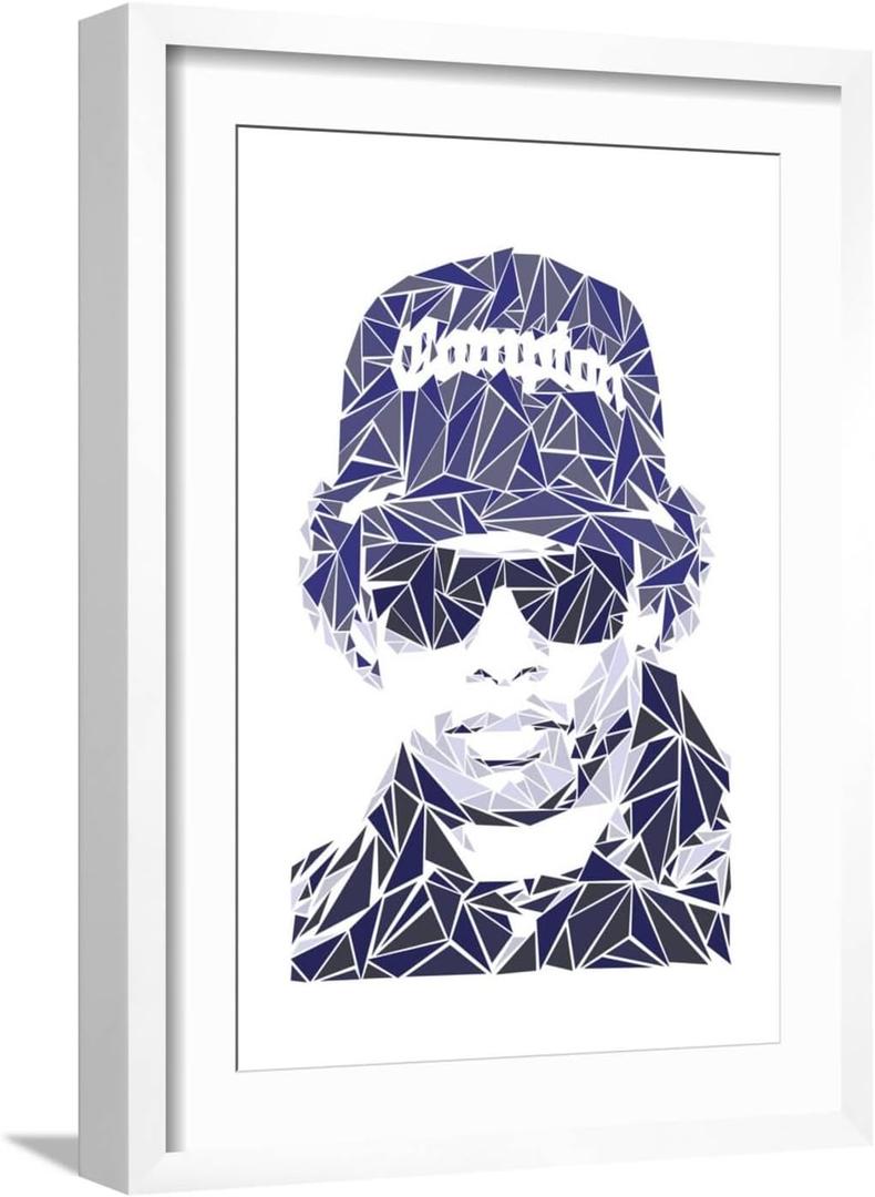 ART.COM Wall Art Print Easy E on White Frame by Cristian Mielu, 17" x 23"