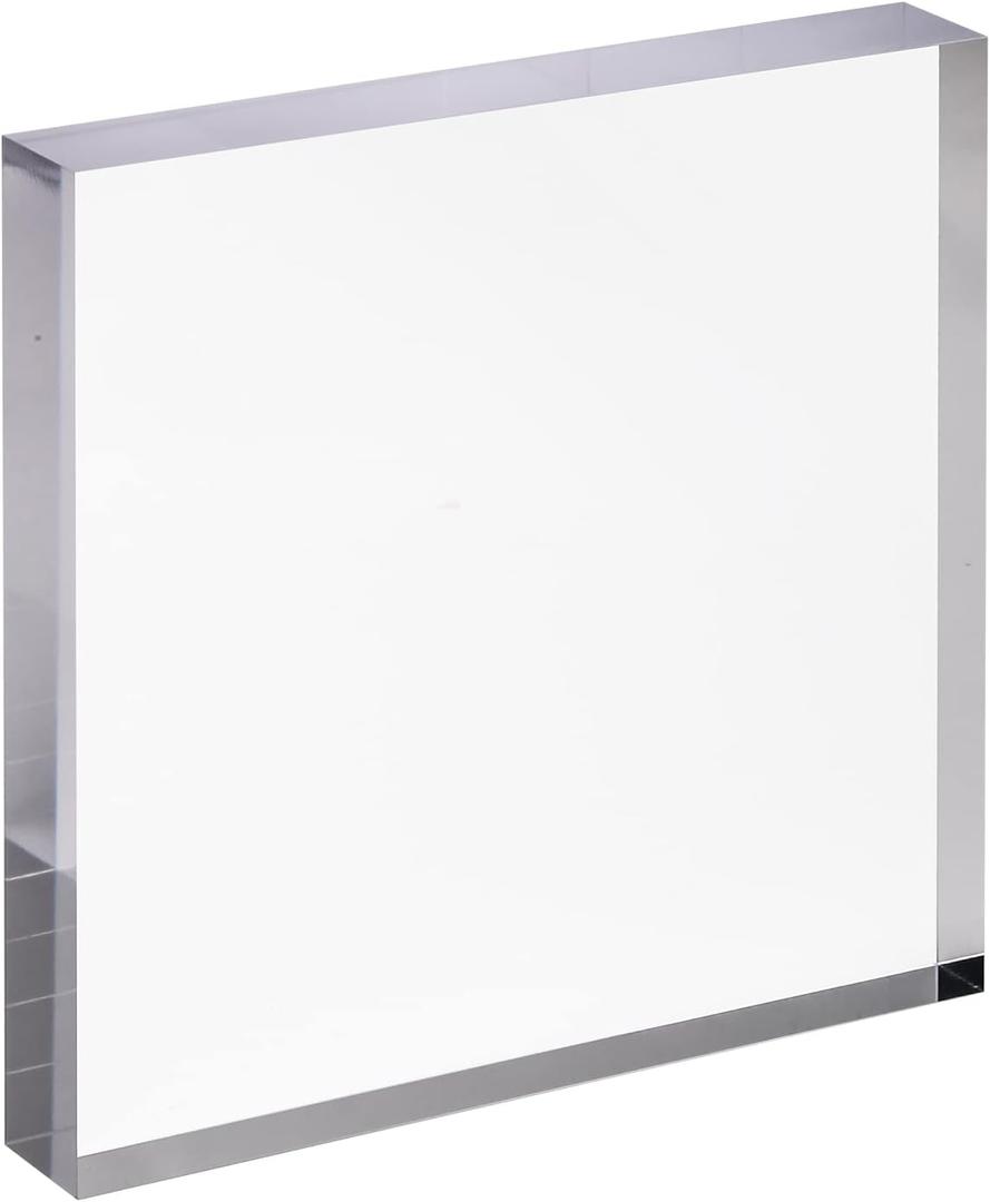 CiaoHER 1in Thickness 10in Square Acrylic Cube Display Block Clear Polished Pedestal Stand Riser Solid Base 10" x 10" x 1", 1 Pack