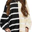 Meikulo Girls Striped Color Block Pullover Sweaters Kids Oversized Fashion Knit Sweater Clothes 5-14 Years, 120