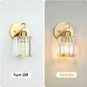 1-Light Gold Bathroom Light Fixtures,Modern Bathroom Vanity Lights Fixture with Clear Crystal Glass Shade,Gold Bath Wall Mount Lights, Light Fixtures for Bedroom Living Room