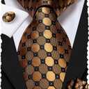 Hi-Tie Men Ties Sets Silk Stripe Paisley Necktie Pocket Square Cufflinks for Business Wedding