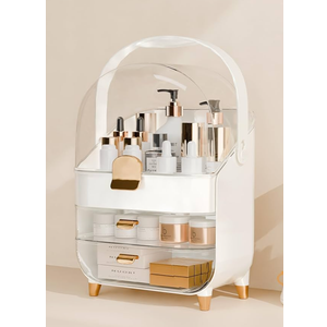 Makeup Organizer Countertop With Lid And Drawers Large Skin Care Cosmetic Display Case Holder for Vanity Desk Bathroom Storage Box