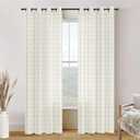 108 Inch Curtains Long,Sheer Pattern Floral Light Filtering Farmhouse Linen Drapes 108 Inches Long 2 Panels (Cream & Tan)