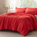 Full Size Comforter Set, Comforters Full Size Luxury Ultra-Soft Jersey Knit Bedding Sets, Red Lightweight Down Alternative Bed Comforter for All Season, 3 Piece Bedding Set (Full(82"x86"))