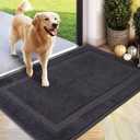 PLEASOR Front Door Mat, Absorbent Dirt Trapper Welcome Door mat Indoor, Non Slip Machine Washable Entryway Rug, Dog Door Mat, Low Profile Doormat for Front and Back Doors, 32x47, Grey