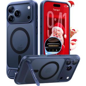 TORRAS Strong Magnetic & Seamless Stand for iPhone 17 Pro Max Case, Fit for MagSafe, Military Grade Drop Protection, Invisible Adjustable Kickstand, Camera Control Button, Translucent Matte Deep Blue