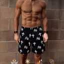 Mens Graphic Shorts 5 Inch Sports Basketball Summer Mesh Workout Running Casual Elastic Waist with Drawstring (Medium, 06 Christian Cross_blue)