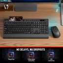 Trueque Wireless Keyboard and Mouse Combo - Full-Size Quiet Keyboard with Palm Rest, Phone Holder, Multimedia Keys, Power Switch, Compatible with Windows, Chrome OS, PC, Laptop (Batteries Included) (Black)