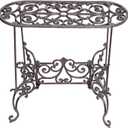 Sungmor Heavy Duty Cast Iron Potted Plant Stand Garden Table - 22.6IN. 1 Tier Metal Stands - Decorative & Vintage Style Indoor Outdoor Corner Shelf for Planters Vases Lanterns Ornaments Books and More